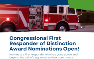 Congressional First Responder of Distinction Award- Fire truck in picture, words describe the remaining details.