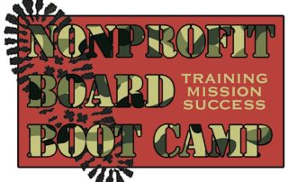 Nonprofit board boot camp a decorative logo