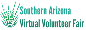 The Southern Arizona Virtual Volunteer Fair logo in green letters with an aloe at the right.