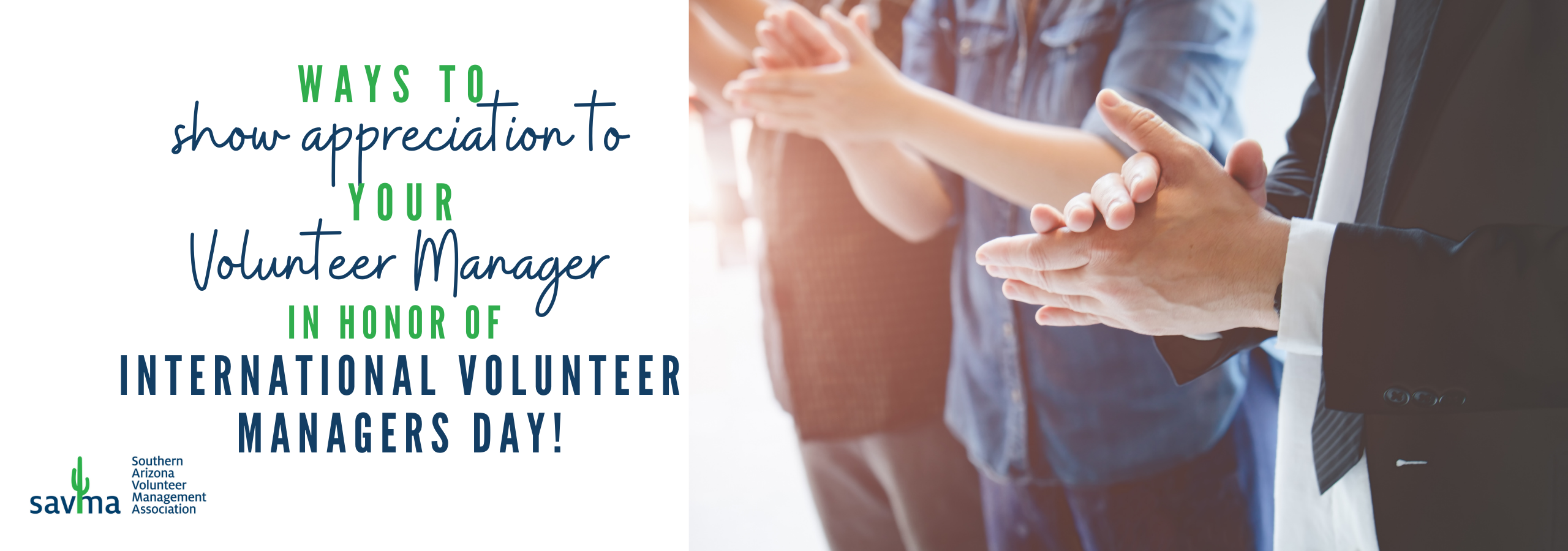 Ways to show appreciation to your volunteer manager with photo of people applauding