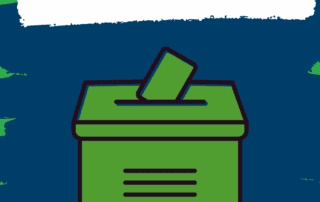 ballot box with paper slip hanging out